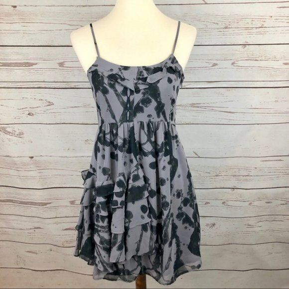 Urban Outfitters Kimchi Blue grey dress with black ink/watercolor pattern - Picture 1 of 12
